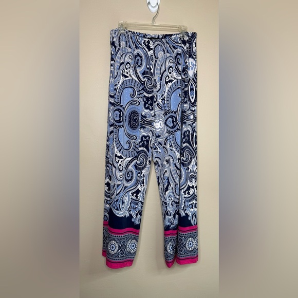 Melissa Paige Elastic Blue and Black Groovy Print Pants Size XL - Picture 1 of 7